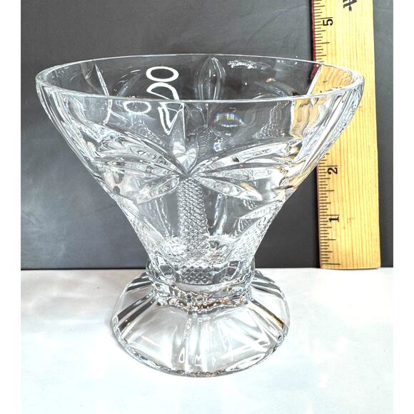 Shannon 24% Lead Crystal South Beach Sherbert Footed Dish Etched Palm Trees - Picture 7 of 7